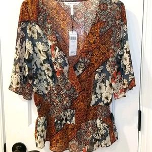 BCBG Ash Blu Blouse NWT-M